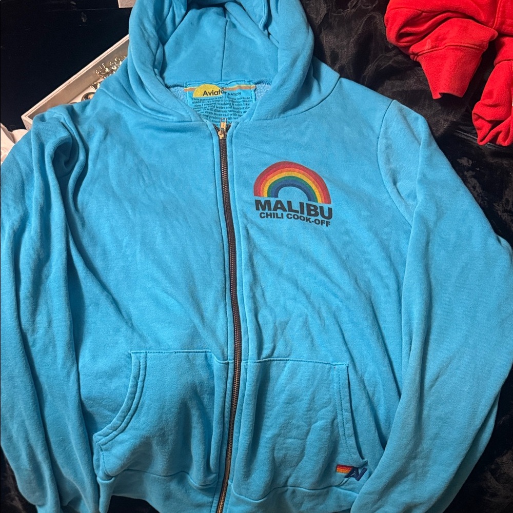 Aviator Nation Blue Malibu Zip-Up Hoodie